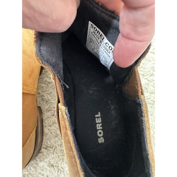 SOREL Emelie Chelsea Size 8 Camel Brown Waterproof Distressed Leather Ankle Boot - Picture 11 of 12